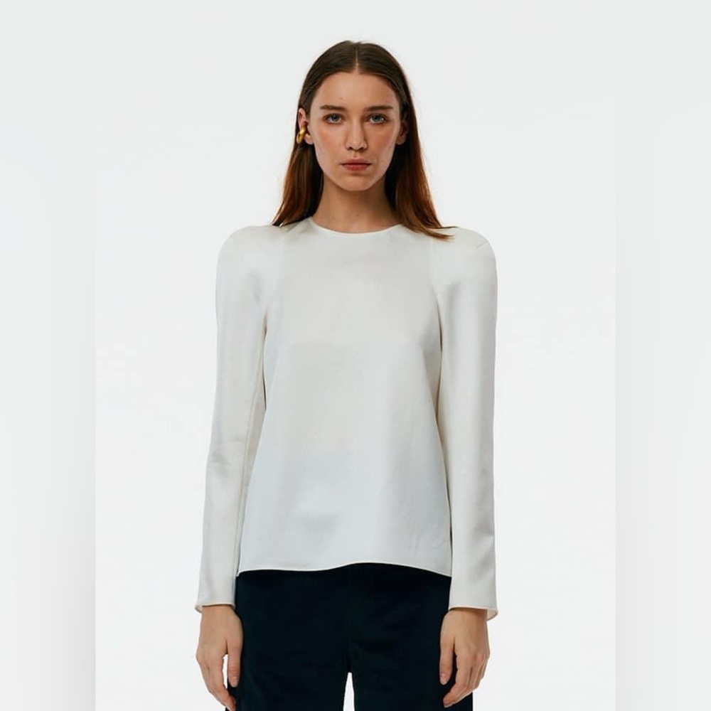 NWT Tibi Celia Drape Satin Structured shoulder top size 00